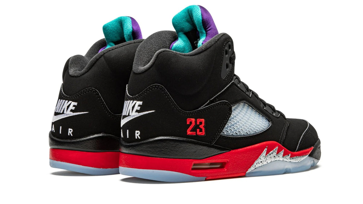 Air Jordan 5 Retro "Top 3" - Black Nubuck Sneaker with Grape, Fire Red & Metallic Details