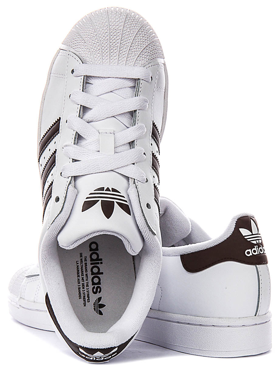 Adidas Superstar II J In White Brown For Youth