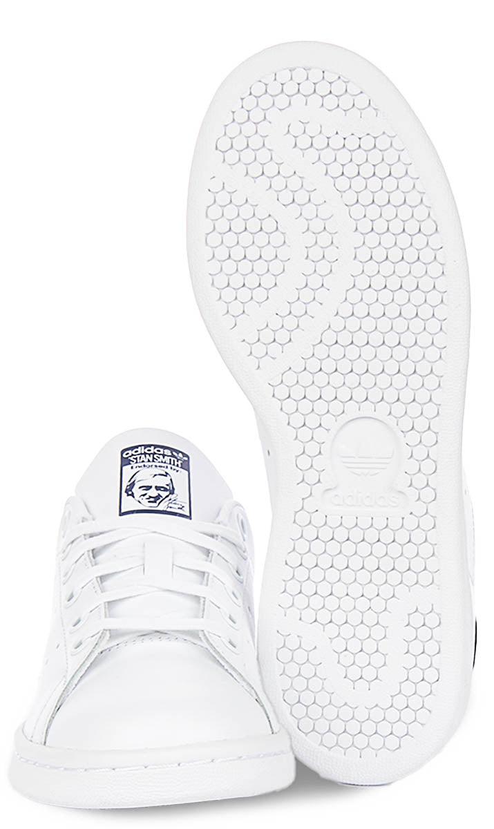 Adidas Stan Smith J In White Navy For Youth