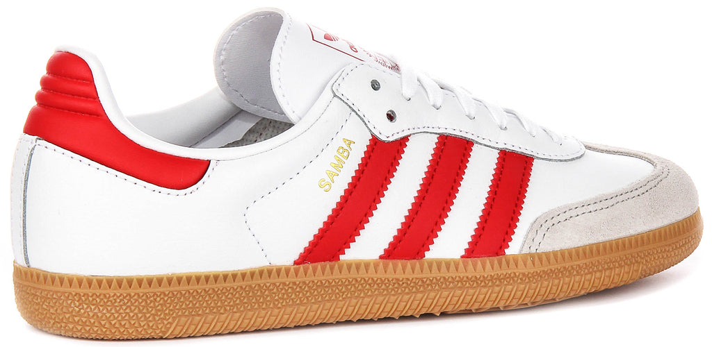 Adidas Samba OG J In White Red For Youth