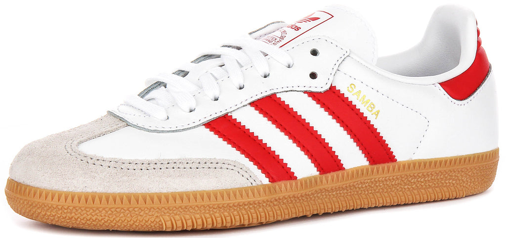 Adidas Samba OG J In White Red For Youth